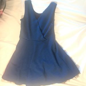 plunge navy and black formal dress